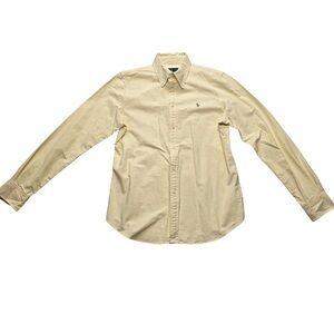 Ralph Lauren Custom Fit Button Down Shirt Yellow Stripe L